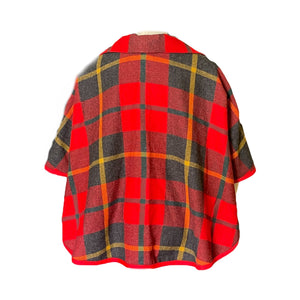Vintage Wool Poncho in a Red Check Plaid by Pendleton. Fall and Winter Outerwear. Countryside Chic. - Scotch Street Vintage